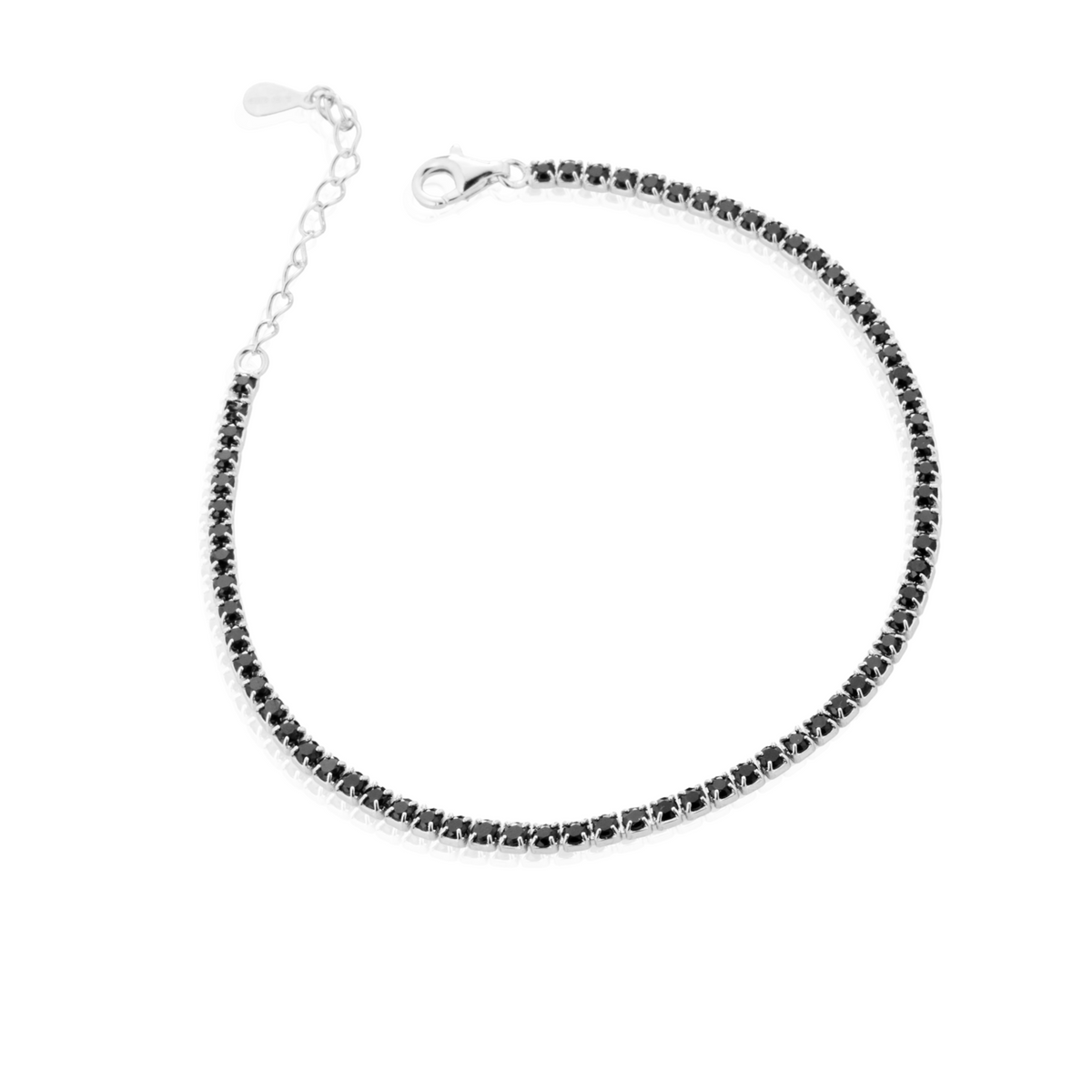 Cavigliera Tennis con Zirconi Swarovski Neri in Argento 925