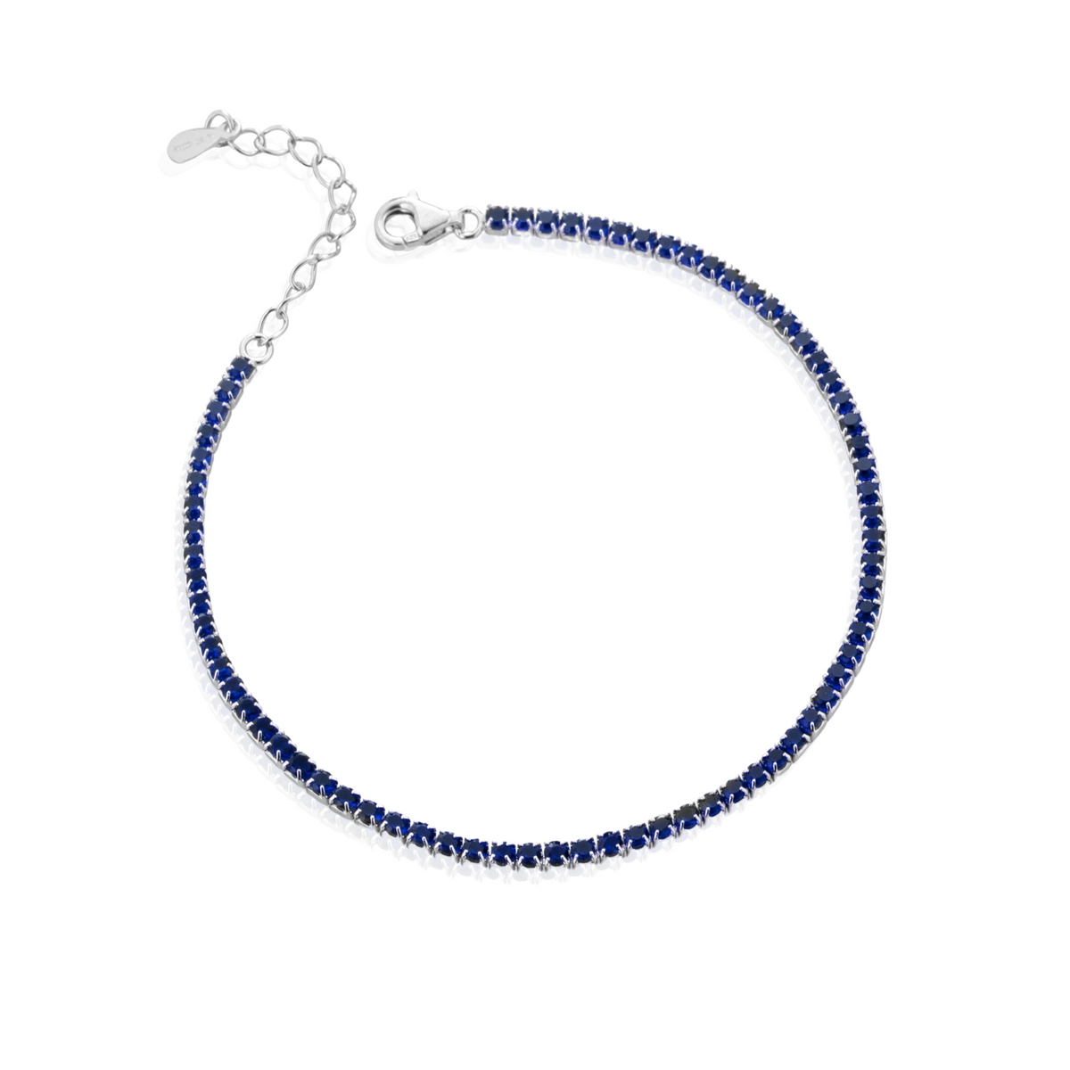 Cavigliera Tennis con Zirconi Swarovski Blu in Argento 925