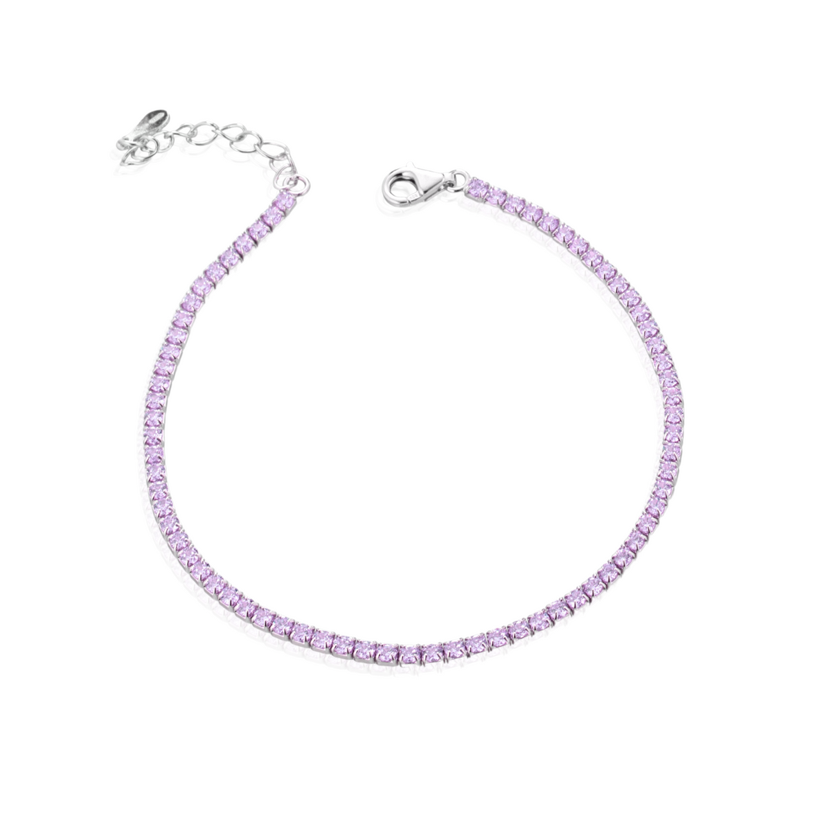 Cavigliera Tennis con Zirconi Swarovski Lilla in Argento 925