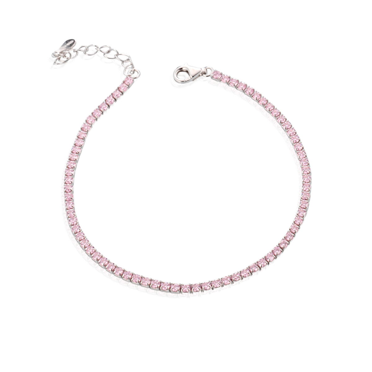 Cavigliera Tennis con Zirconi Swarovski Rosa in Argento 925