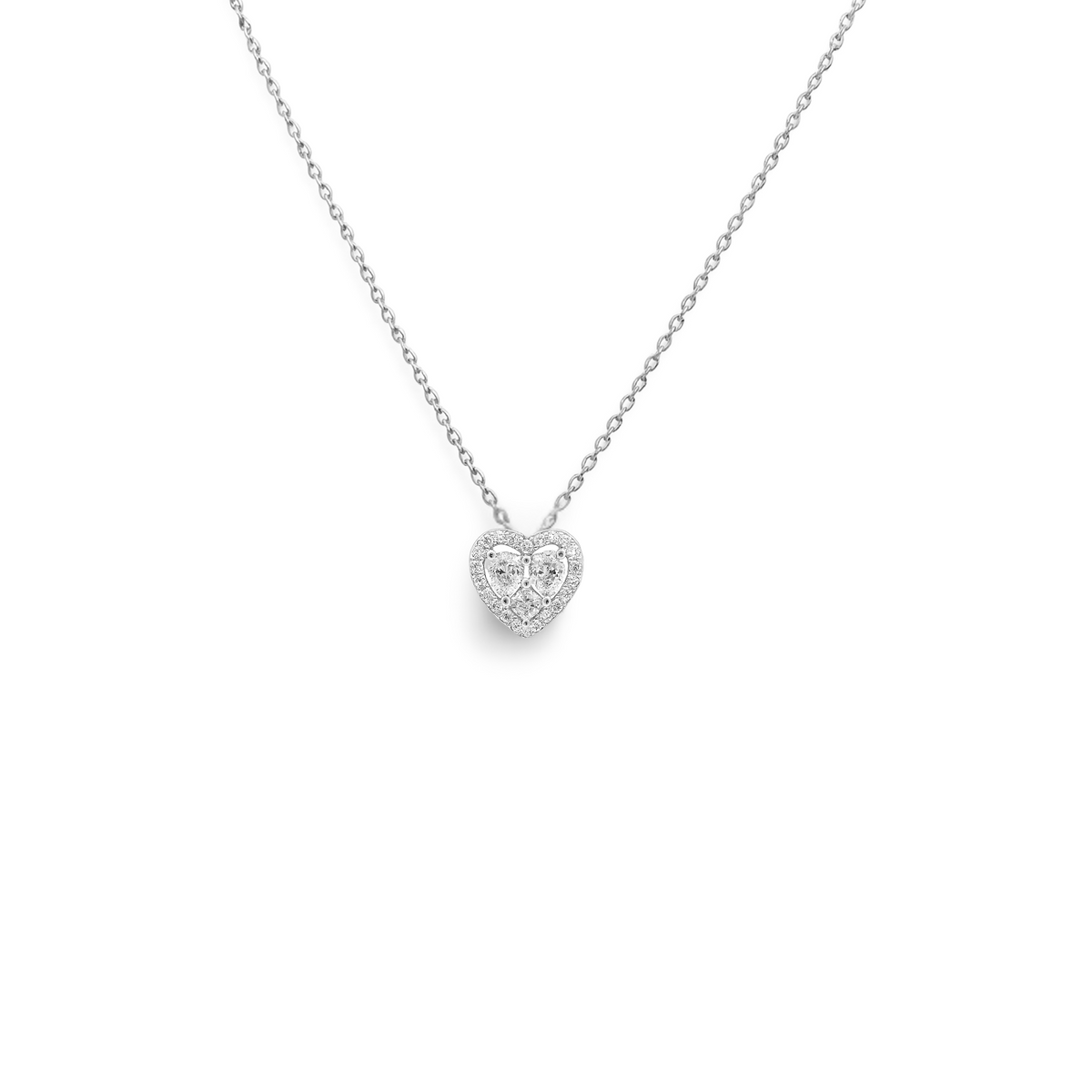 Collana Cuore con Contorno Pavé con Zirconi Swarovski in Argento 925
