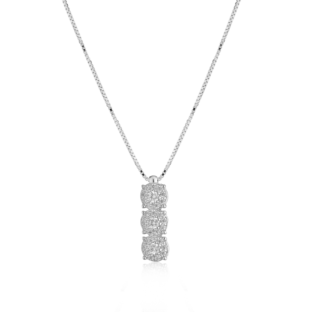 Collana Trilogy Verticale con Zirconi Swarovski Bianchi in Argento 925 – 2,5 cm