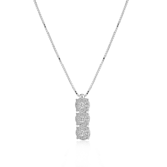 Collana Trilogy Verticale con Zirconi Swarovski Bianchi in Argento 925 – 2,5 cm