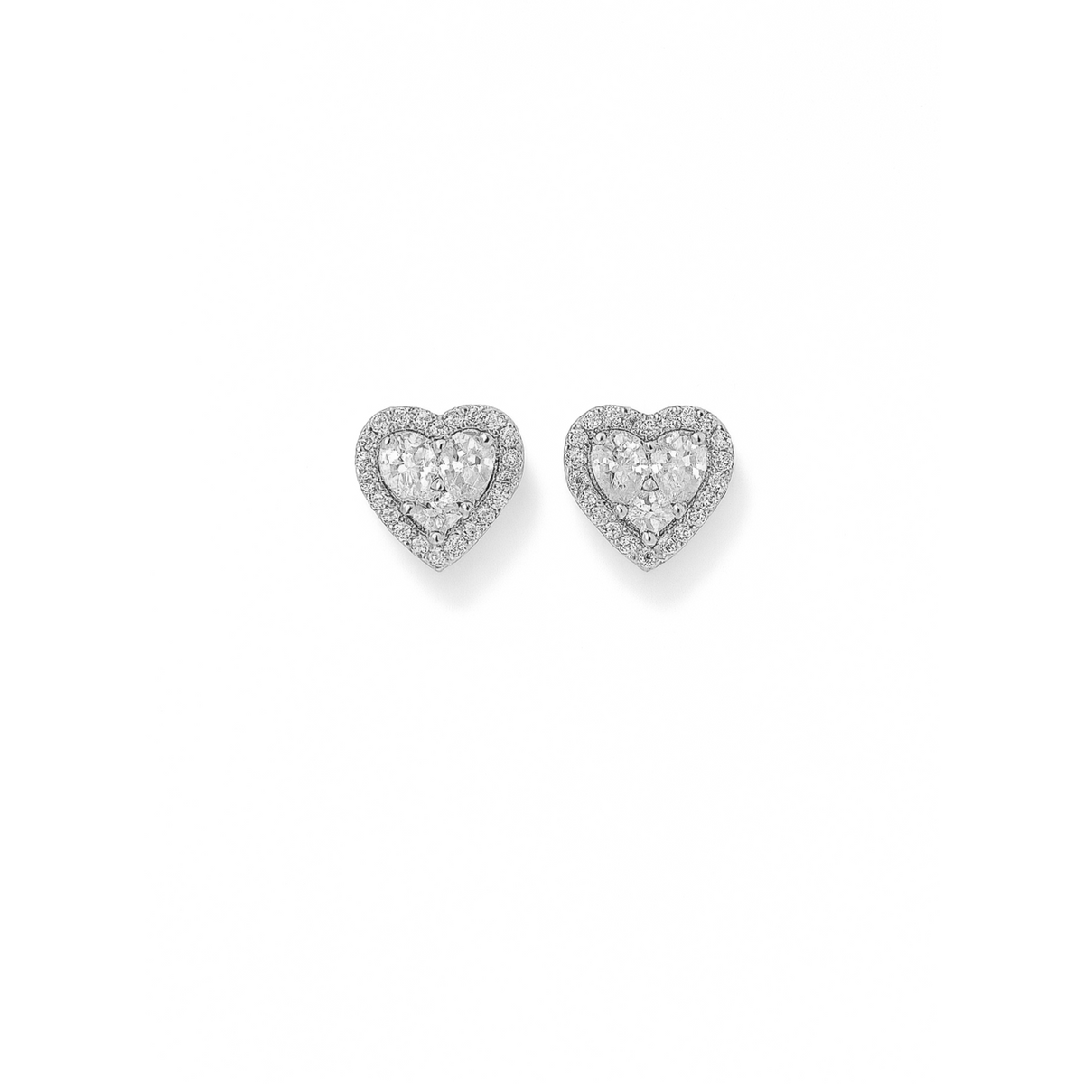 Orecchini Cuore con Contorno con Zirconi Swarovski in Argento 925
