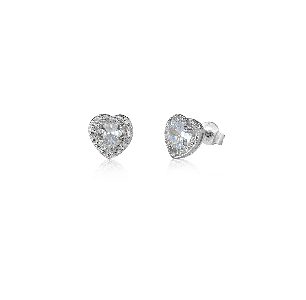 Orecchini Cuore con Contorno con Zirconi Swarovski Bianchi in Argento 925