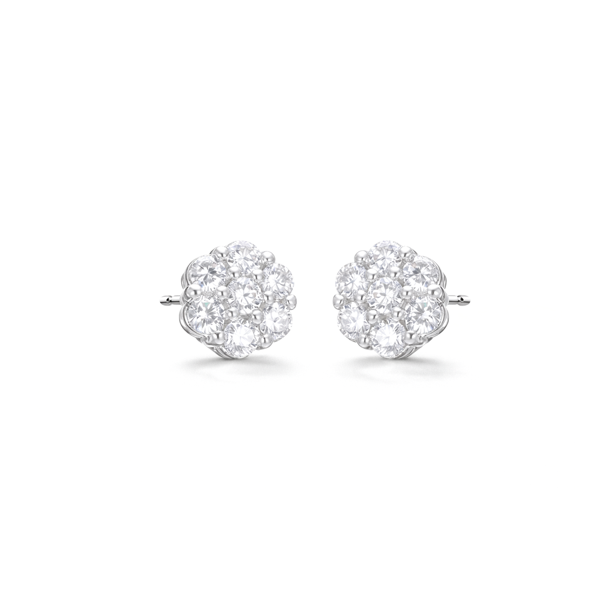 Orecchini Fiore Pavé con Zirconi Swarovski in Argento 925 – 0,6 cm