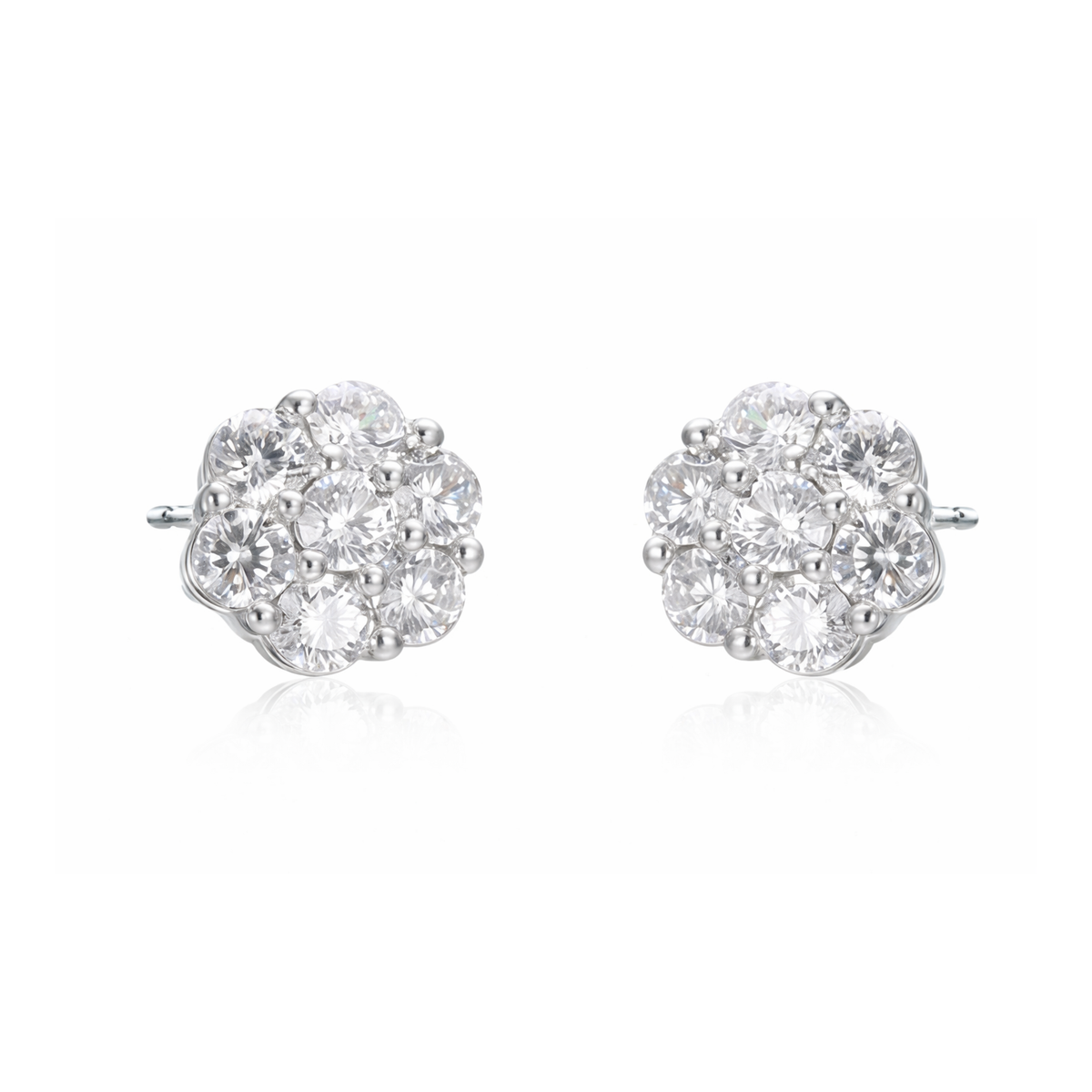 Orecchini Fiore Pavé con Zirconi Swarovski in Argento 925 – 0,8 cm
