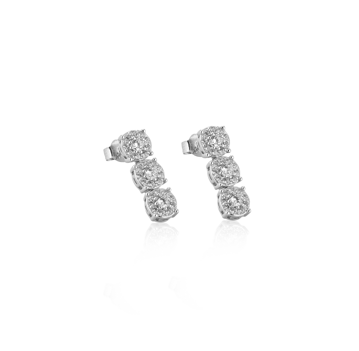 Orecchini Pendenti Trilogy con Zirconi Swarovski Bianchi in Argento 925 – 1,8 cm