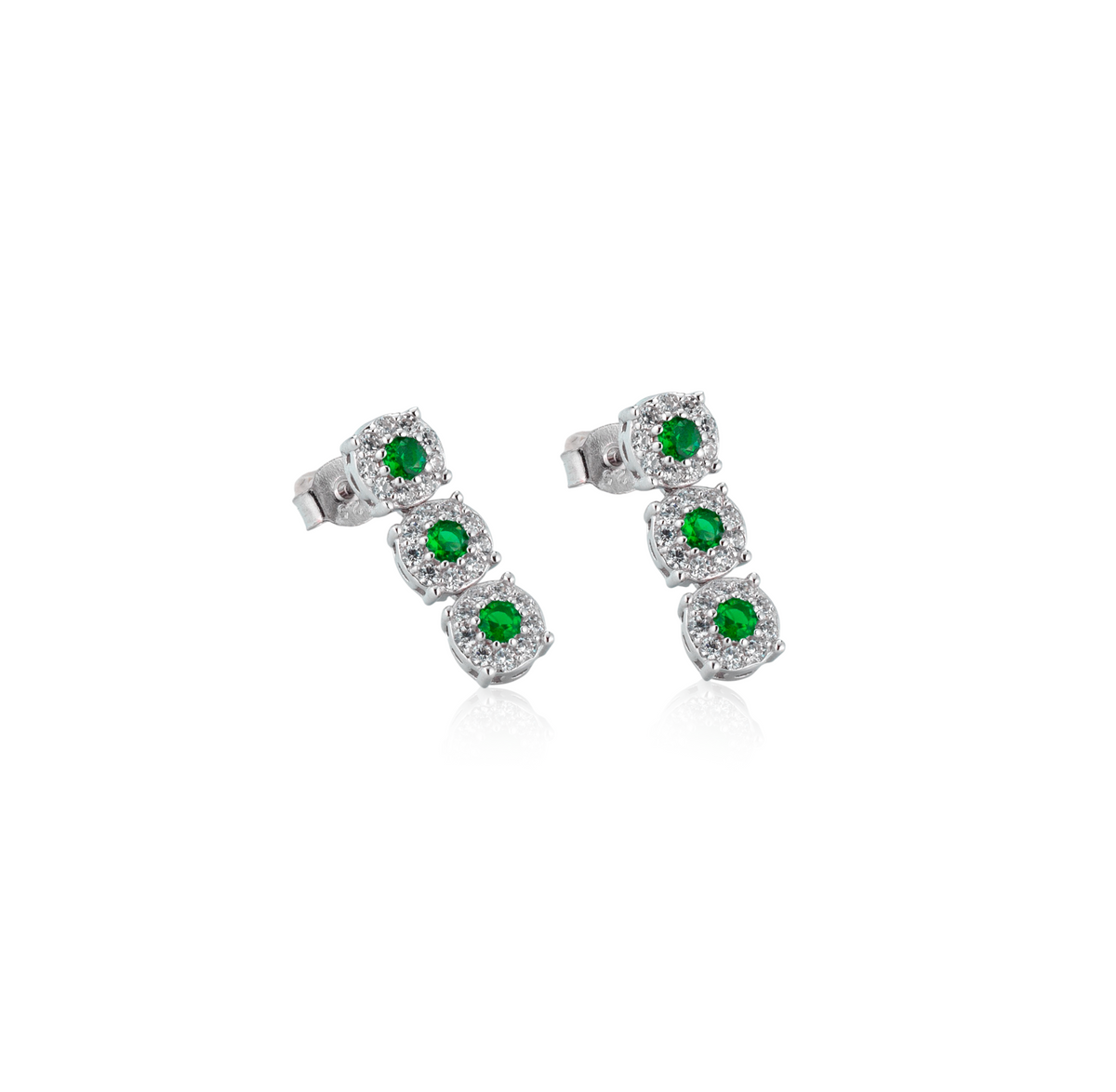 Orecchini Pendenti Trilogy con Zirconi Swarovski Verdi in Argento 925