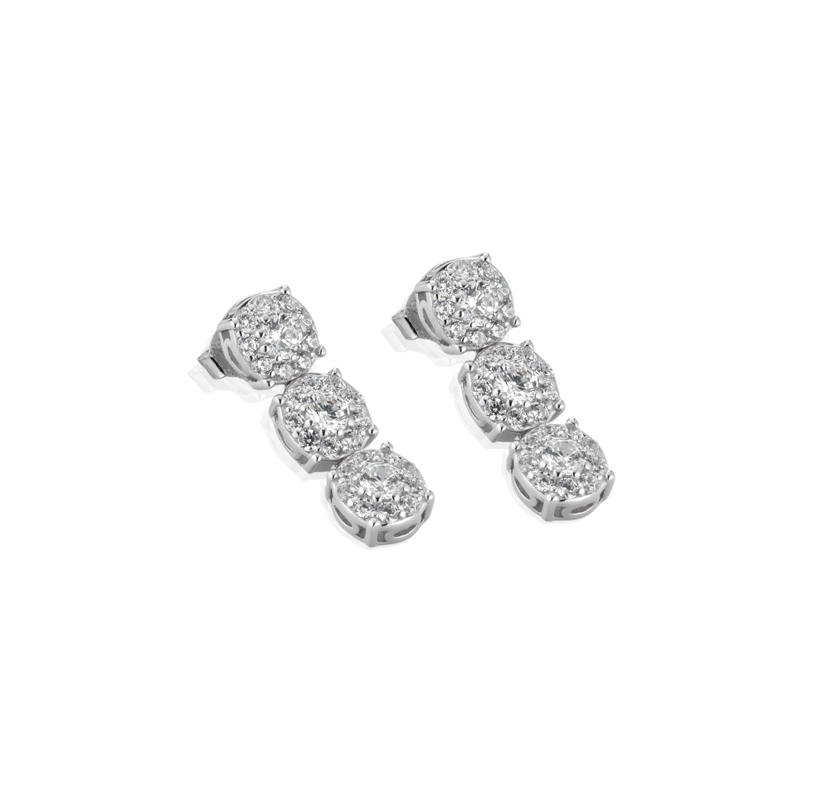 Orecchini Pendenti Trilogy con Zirconi Swarovski Bianchi in Argento 925 – 2,2 cm