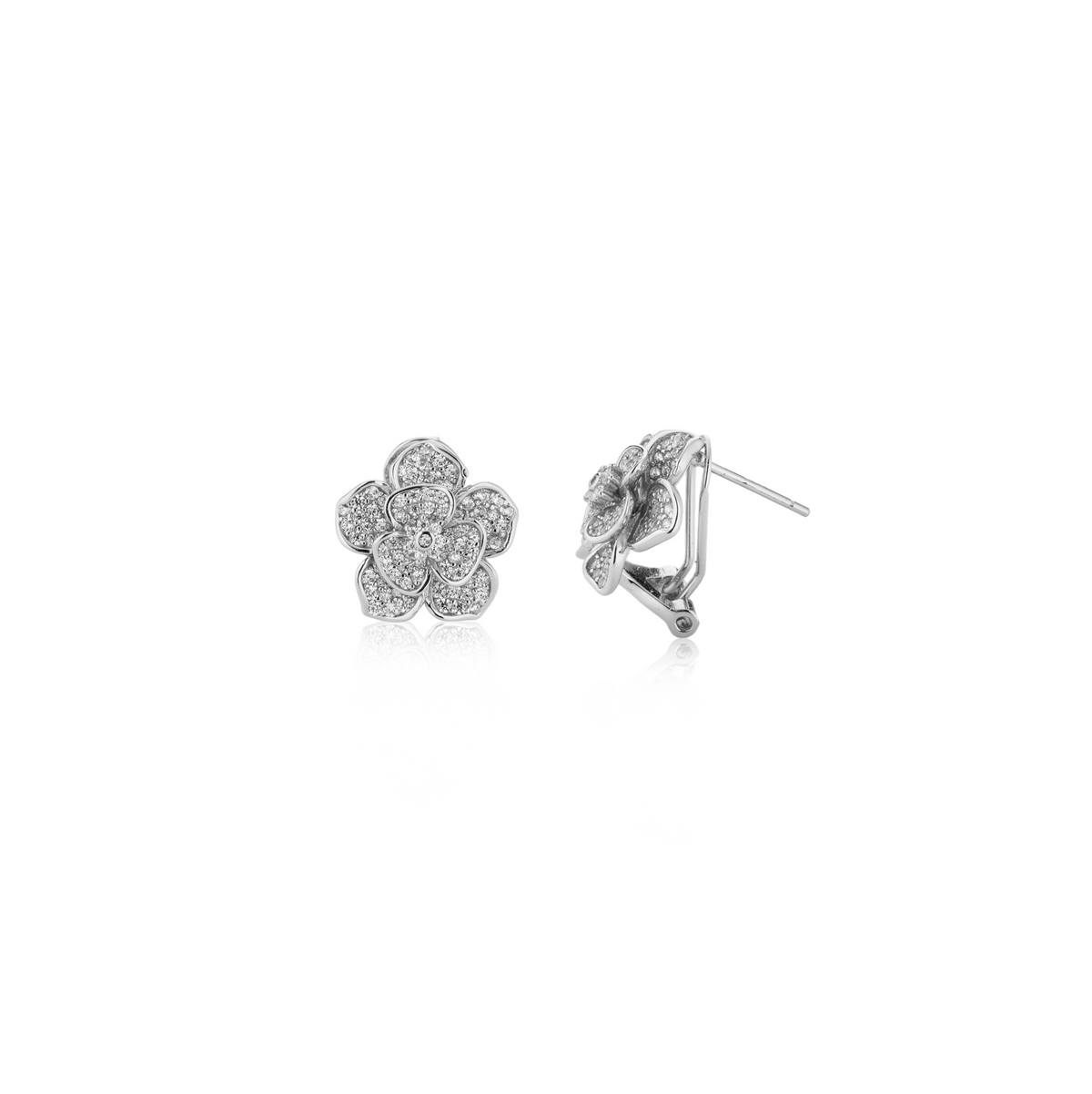 Orecchini Rosa Pavé con Zirconi Swarovski in Argento 925