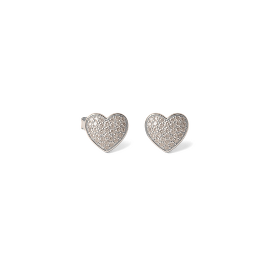 Orecchini Cuore Pavé a Lobo in Argento 925 con Zirconi Swarovski – 0,8 cm