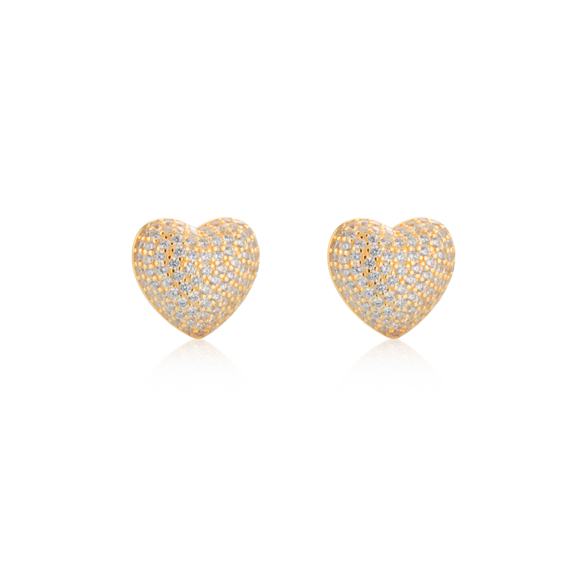 Orecchini Cuore Pavé a Lobo in Argento 925 Placcato Oro 18kt con Zirconi Swarovski – 1,8 cm