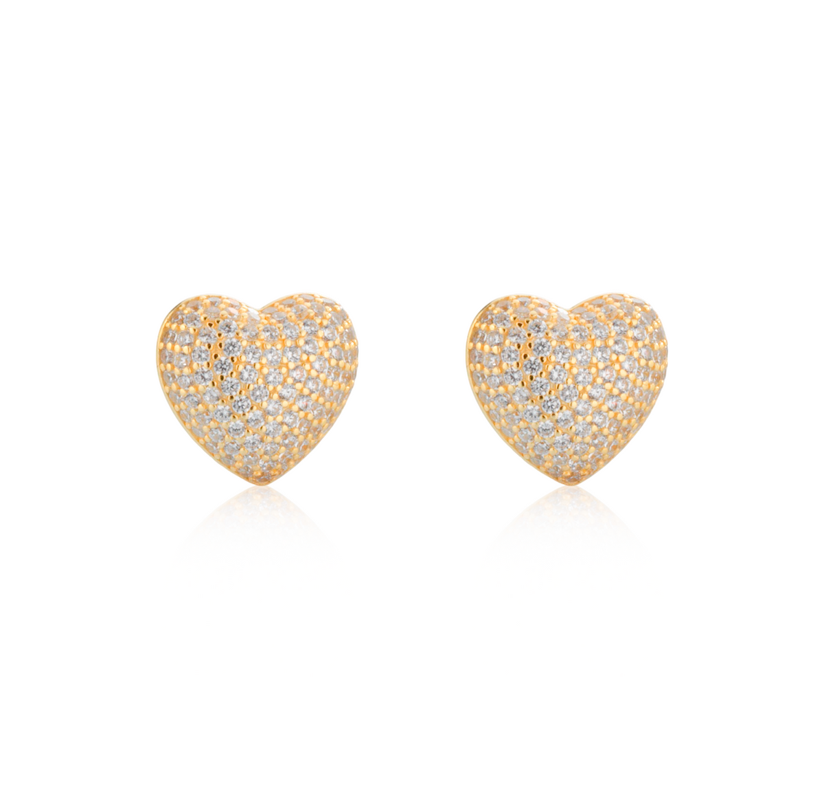 Orecchini Cuore Pavé a Lobo in Argento 925 Placcato Oro 18kt con Zirconi Swarovski – 2,5 cm