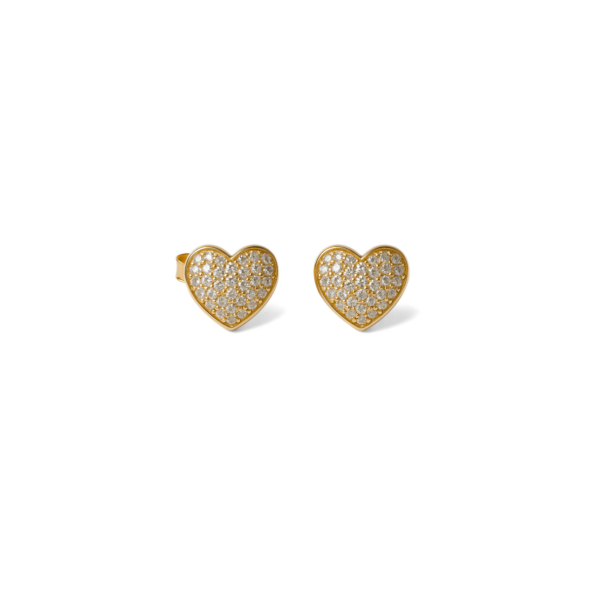 Orecchini Cuore Pavé a Lobo in Argento 925 Placcato Oro 18kt con Zirconi Swarovski – 0,8 cm