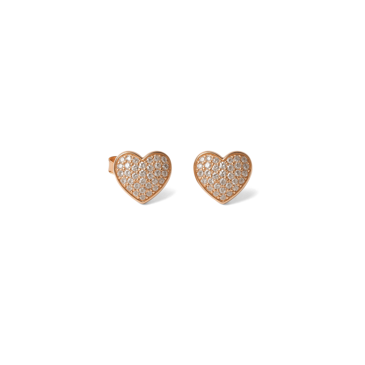 Orecchini Cuore Pavé a Lobo in Argento 925 Placcato Oro Rosa 18kt con Zirconi Swarovski – 0,8 cm