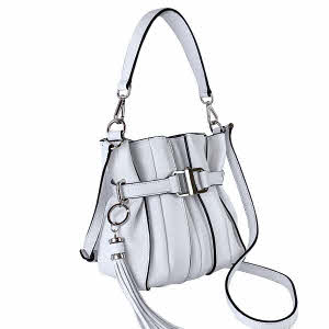 CAPRI WATCH - Borsa "Marta" White realizzata in pelle “pieno fiore” di vitello con stampa "Alce”, foderata internamente in pelle scamosciata, con tracolla - 5777 00