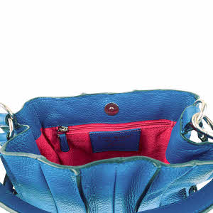 CAPRI WATCH - Borsa "Marta" Blue Light realizzata in pelle “pieno fiore” di vitello con “stampa Alce”, foderata internamente in pelle scamosciata, con tracolla - 5777 42