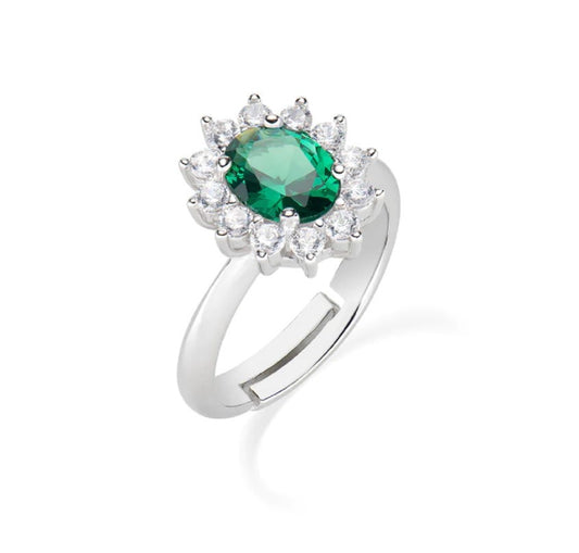 Emerald and diamond ring