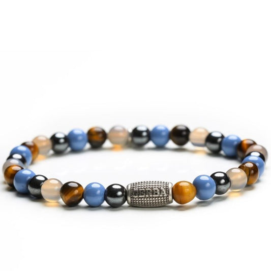 Gerba Stone Atoll tiger eye bracelet quartz hematite silver