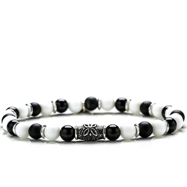 Gerba Stone Black And White matt onyx white agate bracelet