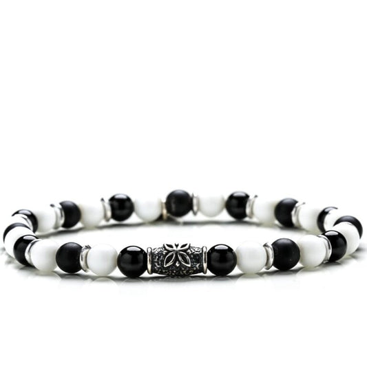 Bracciale Gerba Stone Black And White onice opaco agata bianca