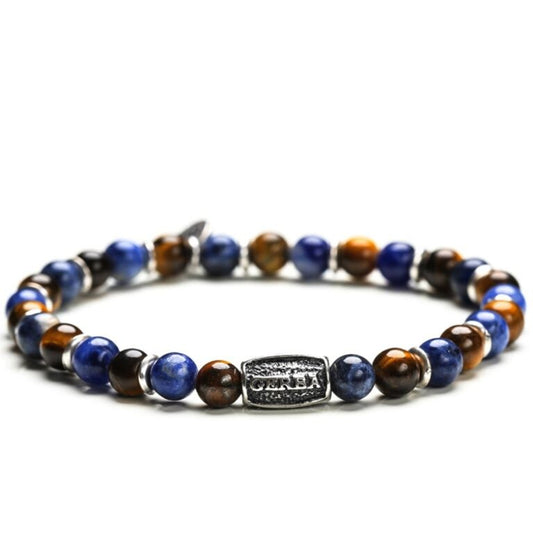 Gerba Stone Blue Island tiger eye sodalite bracelet in silver