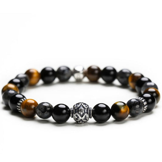 Bracciale Gerba Stone Gavin onice occhio di tigre ematite argento