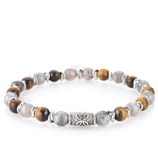 Bracciale Gerba Stone Life Argento agata fiorita occhio di tigre