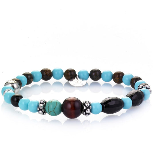 Gerba Stone Nudols tiger eye bronzite silver turquoise bracelet