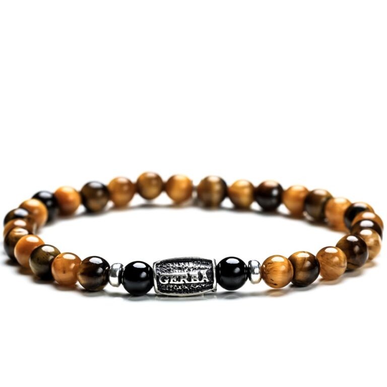 Gerba Stone Tiger Eye bracelet, onyx tiger eye and silver components