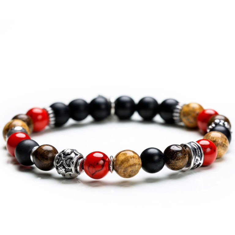 Bracciale Gerba Stone Vesuvius onice opaco argento ematite aulite