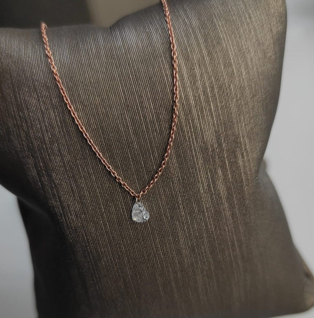 Collana diamante - taglio cuore con foro nella pietra