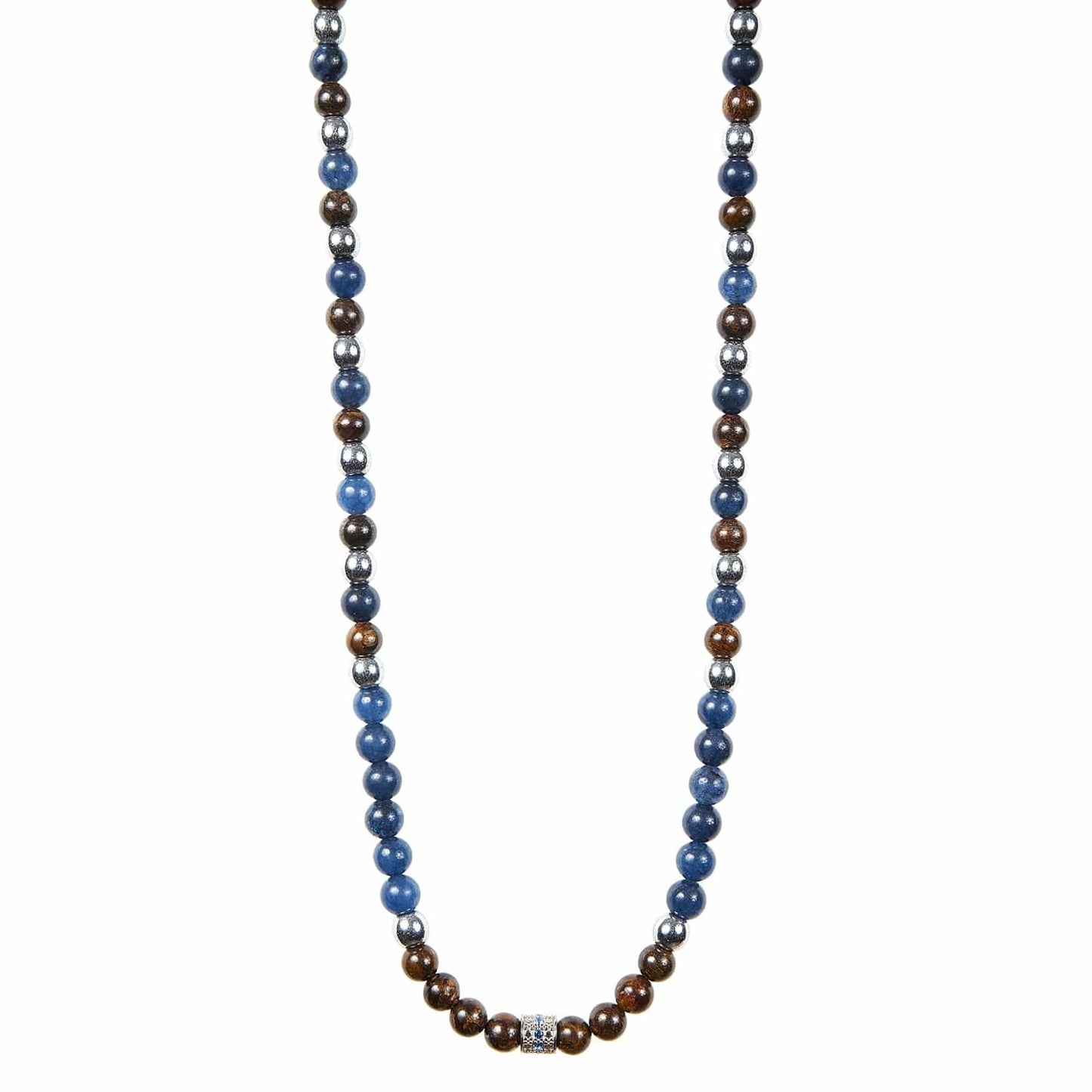 Gerba Necklace with Blue Agate Bronzite and 925 Silver