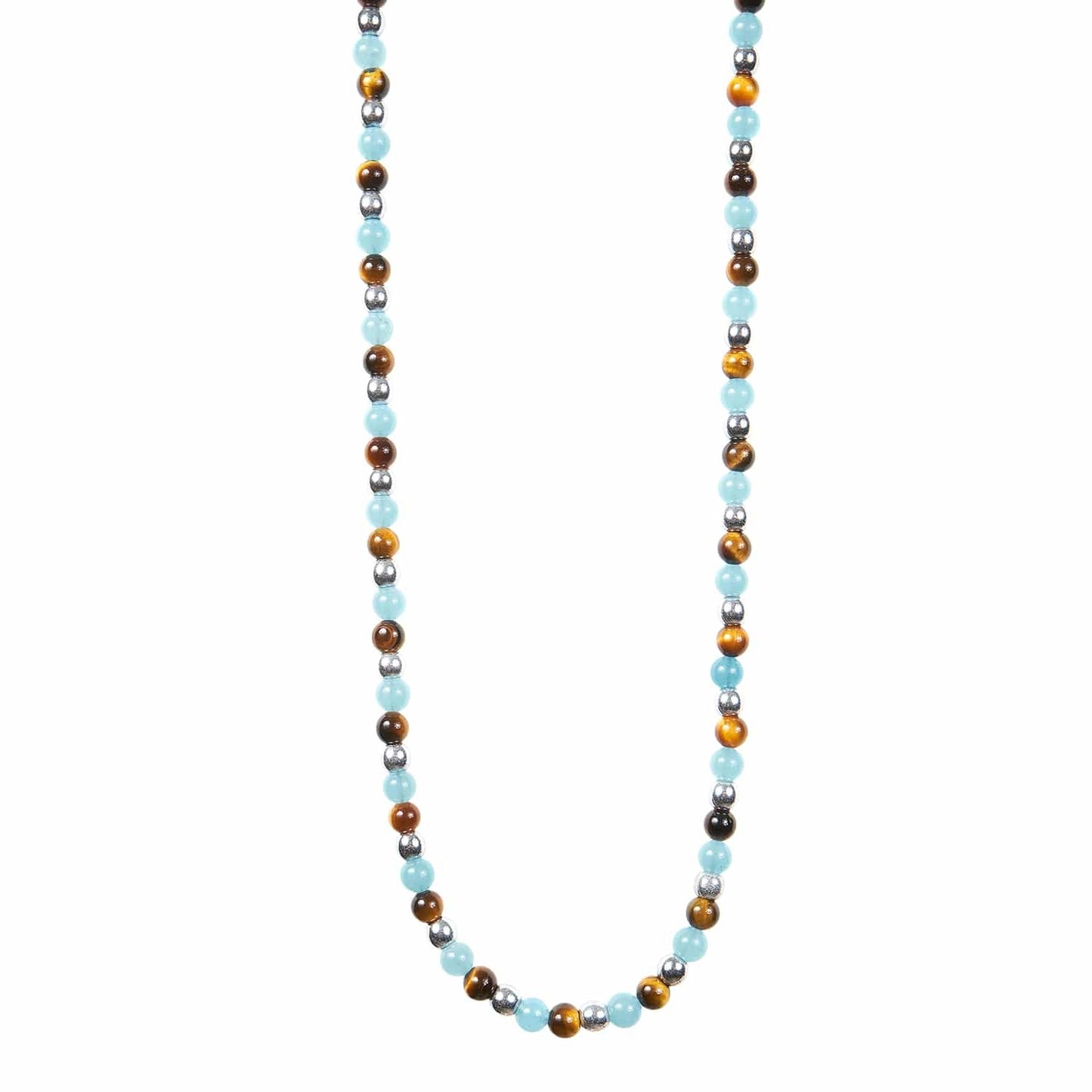 Gerba Necklace with Tiger's Eye Hematite Agate and 925 Silver