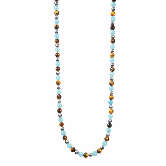 Gerba Necklace with Tiger's Eye Hematite Agate and 925 Silver