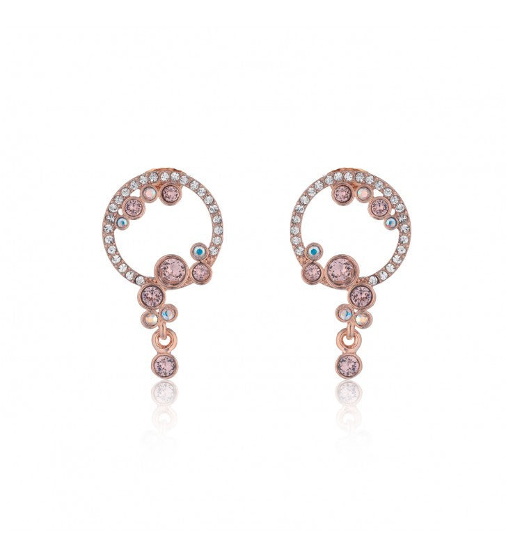 MeWo - Earrings in Rose Gold Steel with Crystals